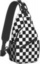 Black White Checkered Flag Sling Backpack